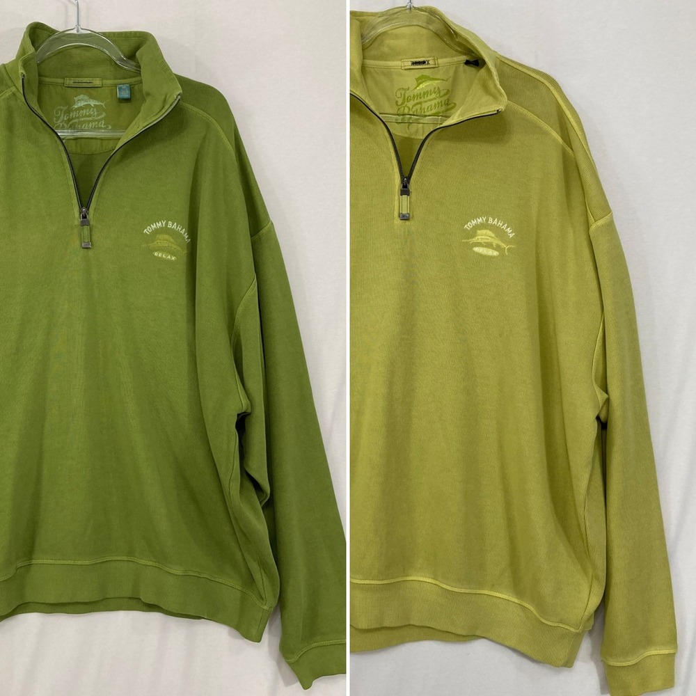 Set of Two Tommy Bahama Pull-over Sweatshirts XXL‎ Relax Quarter Zip Heavy Knit